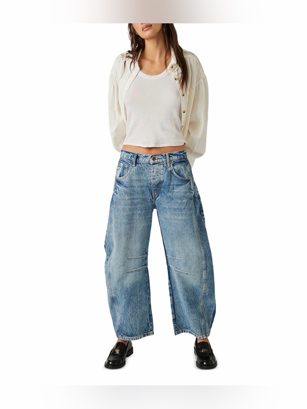 We The Free Light Blue Barrel Wide-Leg Jeans